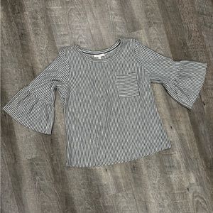 Skies are Blue Striped Top Bell Sleeves Size M